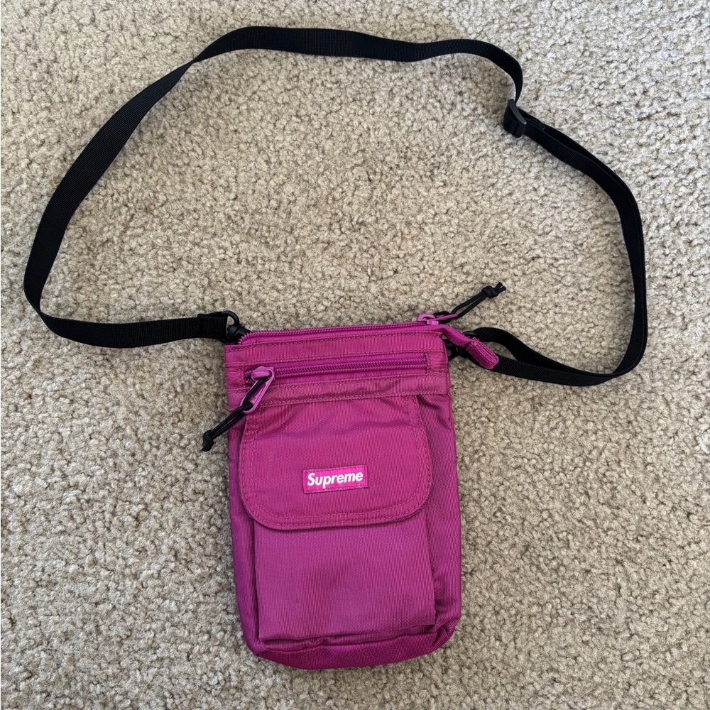 Supreme Nylon Crossbody Pouch in Magenta
